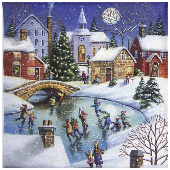 Serviete za decoupage Winterly Ice Skating - 1 kos