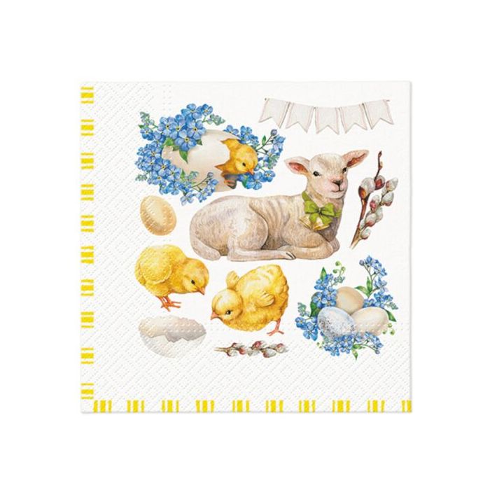 Serviete za dekupažo - Easter lamb frame  - 1 kos
