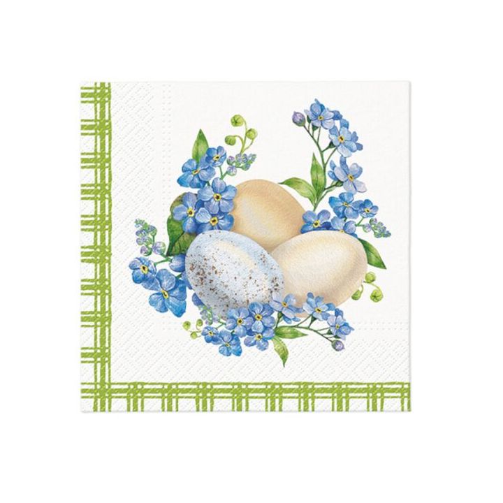 Serviete za dekupažo - Eggs in Forget me nots  - 1 kos