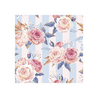 Serviete za dekupažo - Pink Roses on Blue Stripes  - 1 kos