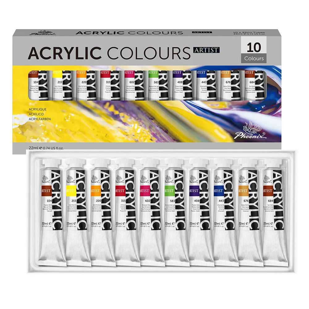Set 10 akrilnih barv Phoenix Artist 10 x 22 ml