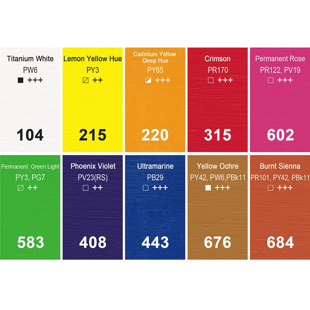 Set 10 akrilnih barv Phoenix Artist 10 x 22 ml