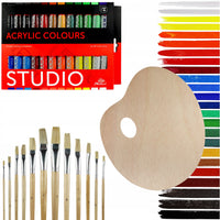 Set 24 akrilnih barv Phoenix Studio 24 x 12 ml s čopiči in leseno paleto