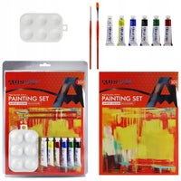 Set 6 akrilnih barv Phoenix 6 x 12 ml s slikarskim blokom, čopiči in paleto