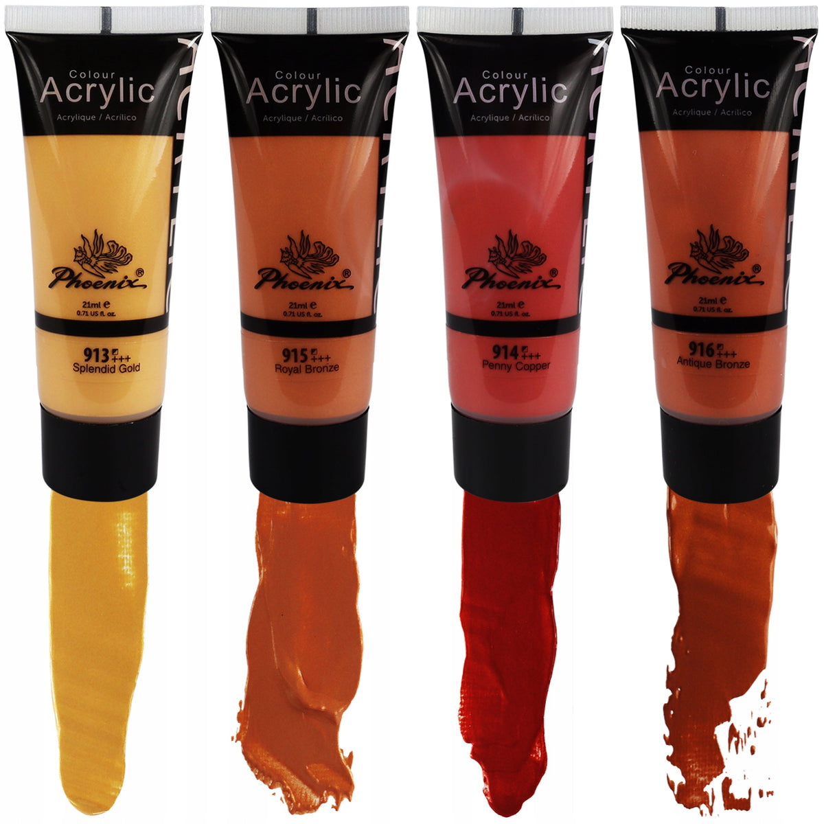 Set 8 metalik akrilnih barv Phoenix 8 x 21 ml