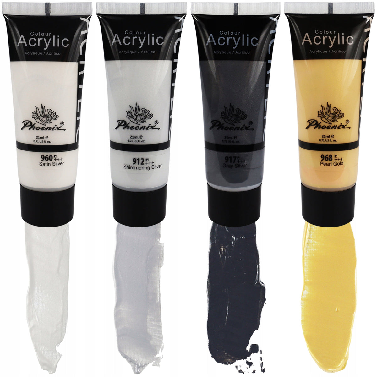 Set 8 metalik akrilnih barv Phoenix 8 x 21 ml