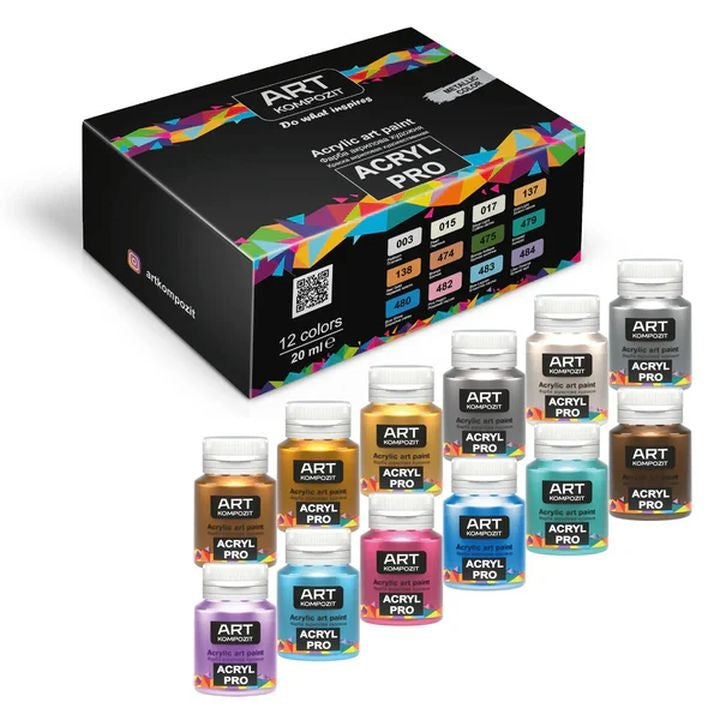 Set akrilnih barv ACRYL PRO Composite 12x20 ml