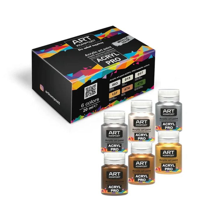 Set akrilnih barv ACRYL PRO Metallic