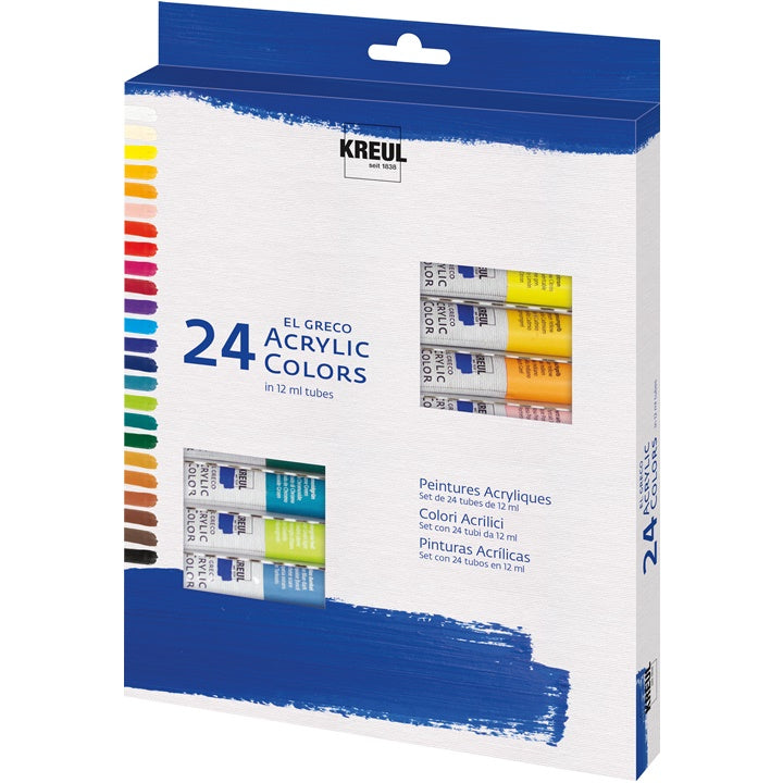 Set akrilnih barv El Greco 24 x 12 ml