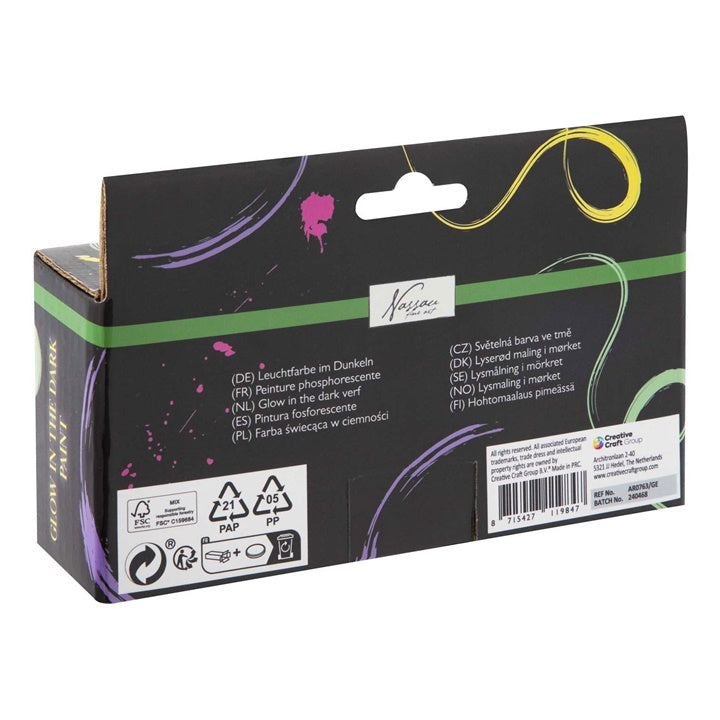 Set akrilnih barv, ki se svetijo v temi Nassau 4 x 60 ml – pogled 2