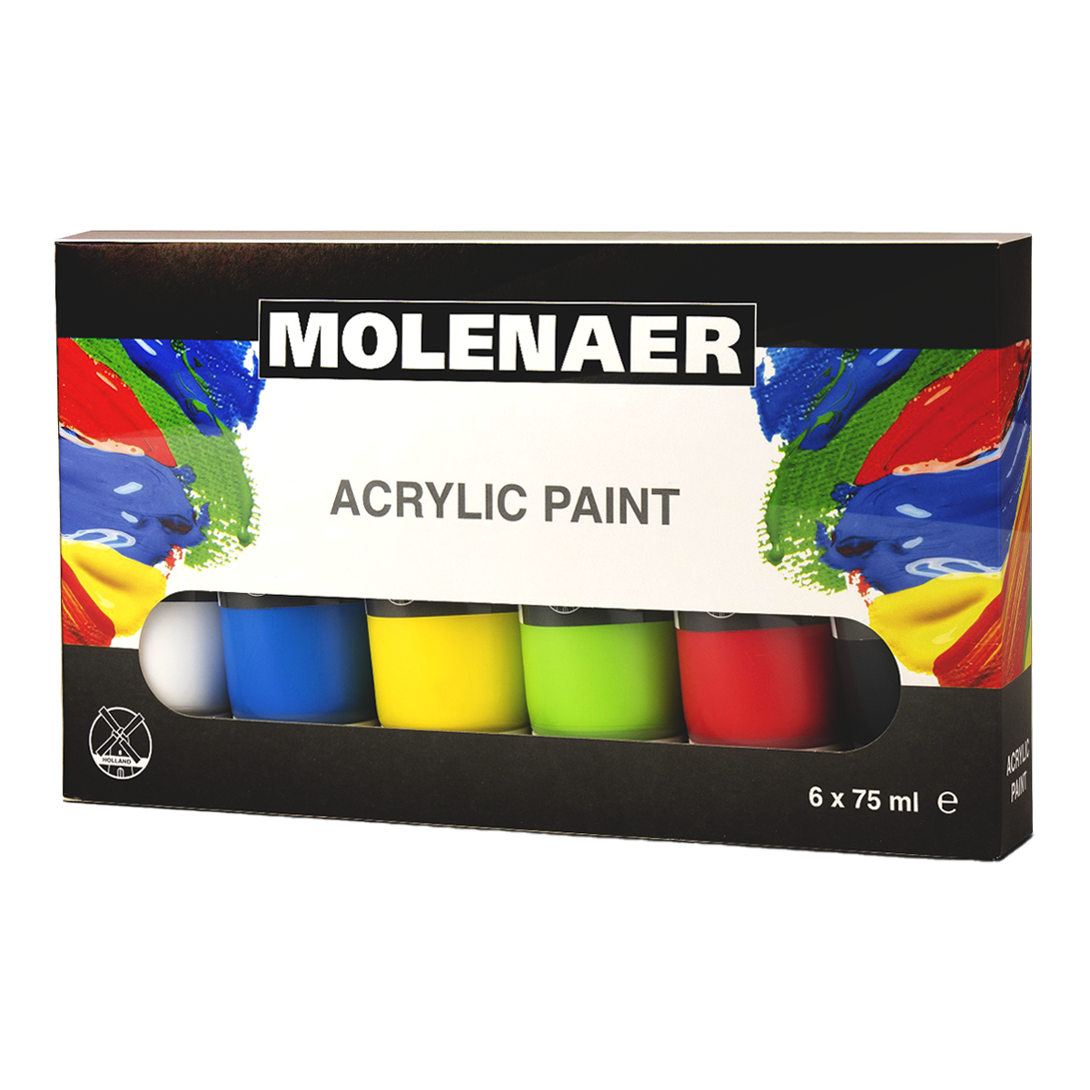 Set akrilnih barv Molenaer 6 x 75 ml - mešane barve