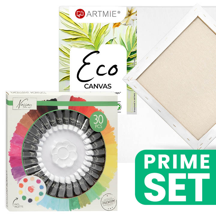 Set akrilnih barv Nassau in platno ARTMIE Eco 30x30