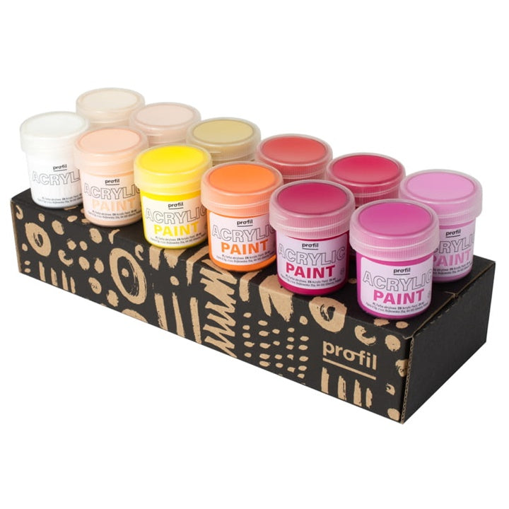 Set akrilnih barv Profile - 12 x 25 ml - topli odtenki