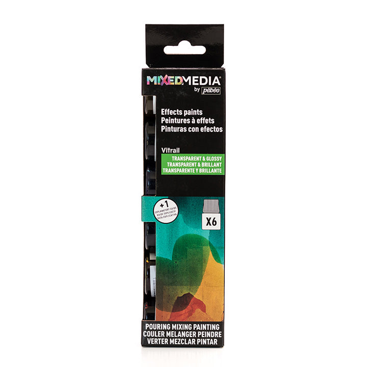 Set barv Mixed Media Pebeo - Vitrail 6 x 20 ml