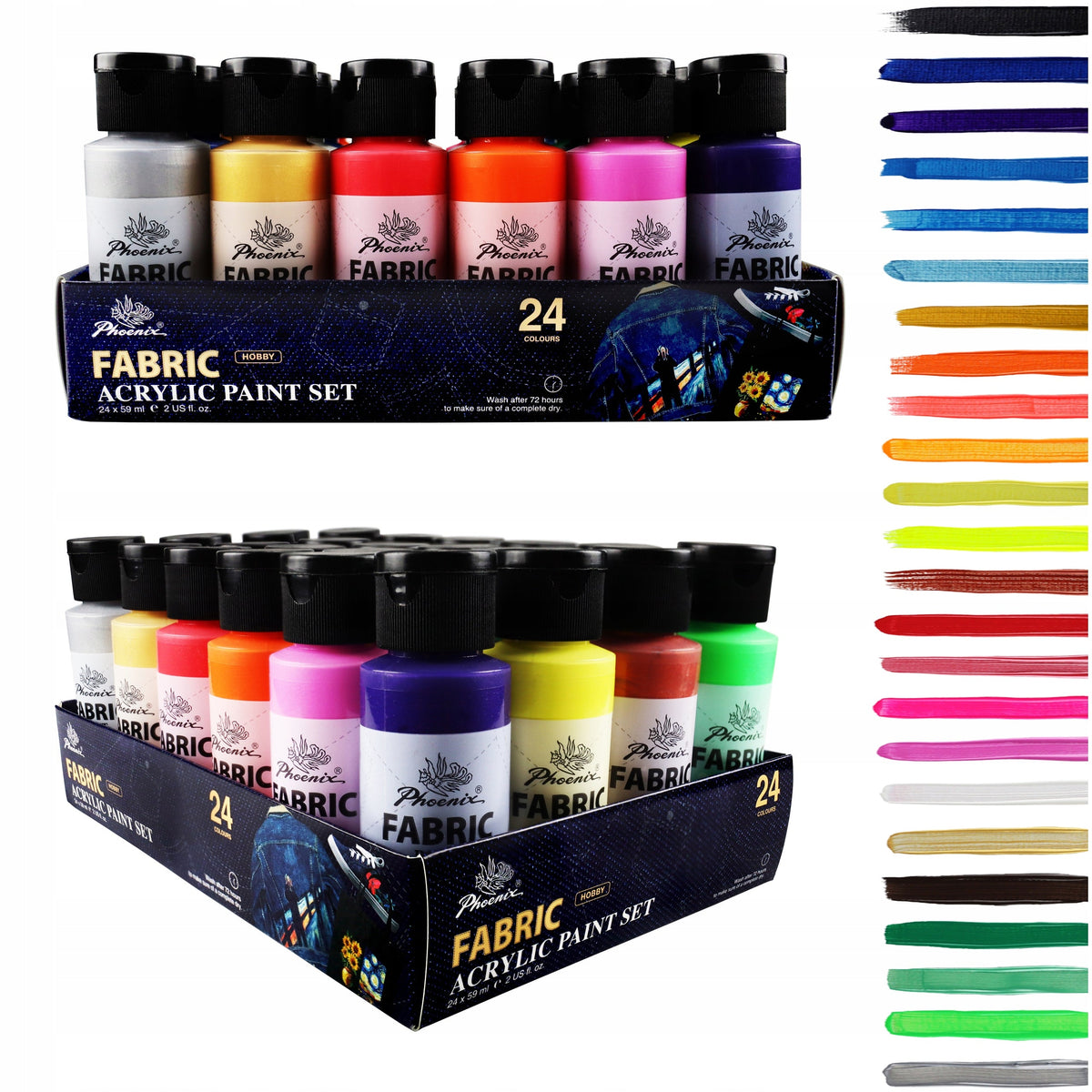 Set barv za tekstil Phoenix 12–24 x 59 ml