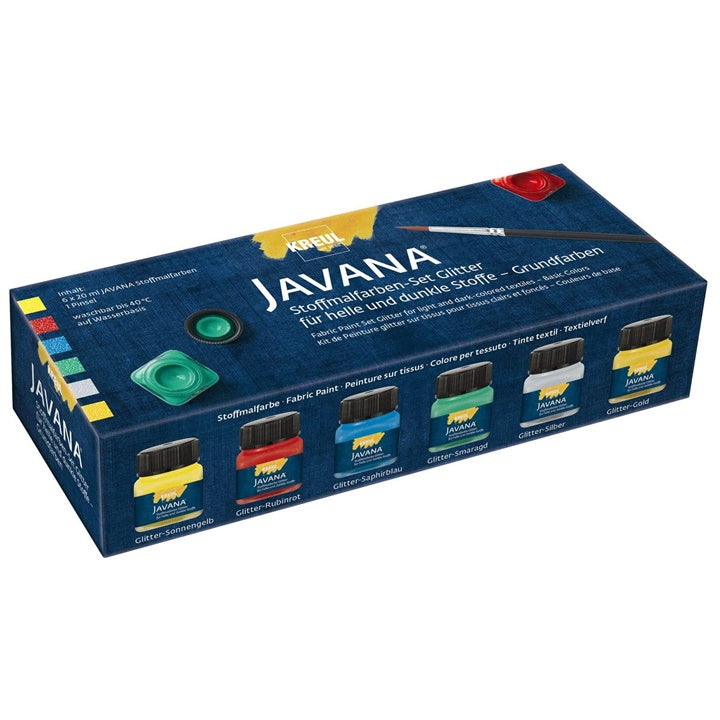 Set bleščečih barv za tekstil JAVANA KREUL - Basic Colors / 6 kos.