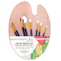Set čopičev z leseno paleto Nassau Fine Art - 9 kos