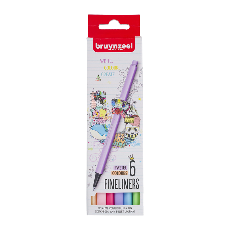 Set finelinerjev Bruynzeel pastelni – 6 kosov / 0,4 mm