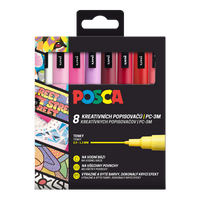 Set flomastrov Posca PC-3M LOVE, 0,9 - 1,3 mm - mešanica toplih tonov (8 kosov)