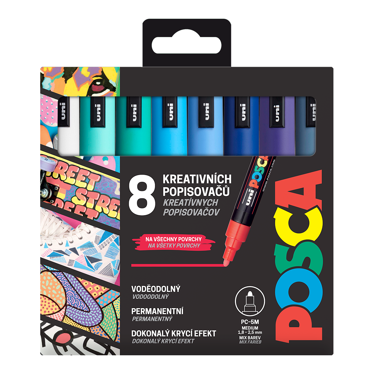 Set flomastrov Posca PC-5M OCEAN, 1,8 – 2,5 mm – 8 kosov