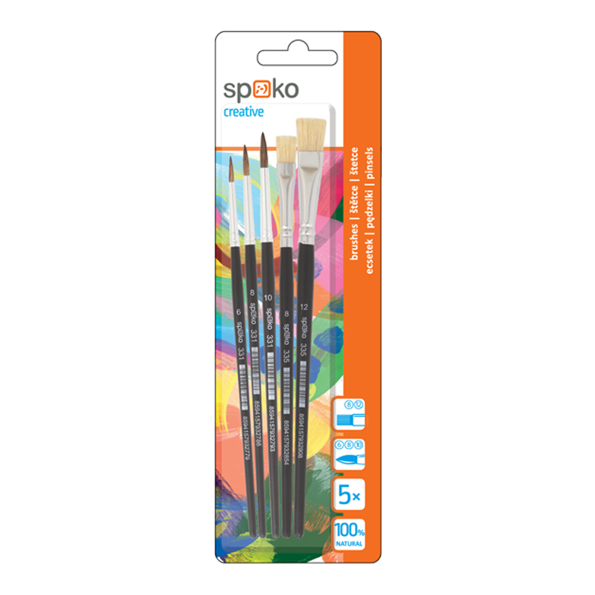 Set šolskih čopičev Spoko S0339, 5 kosov