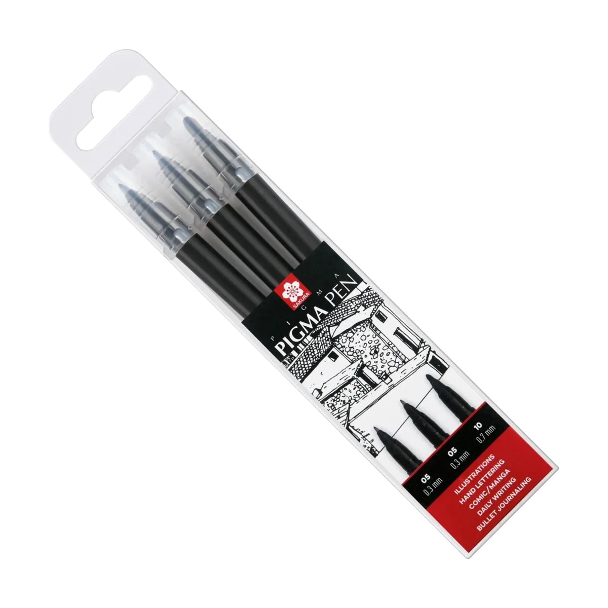 Set tehničnih peres Sakura Pigma črna / 3 delni set