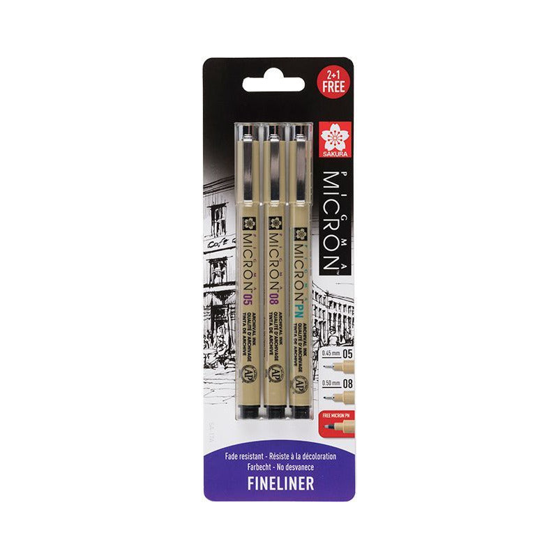 Set tehničnih peres Sakura Pigma Micron - 3 kos