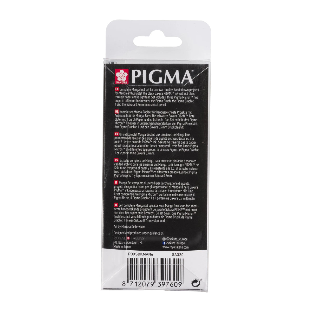 Set tehničnih peres Sakura Pigma Micron Manga - 6 delni set