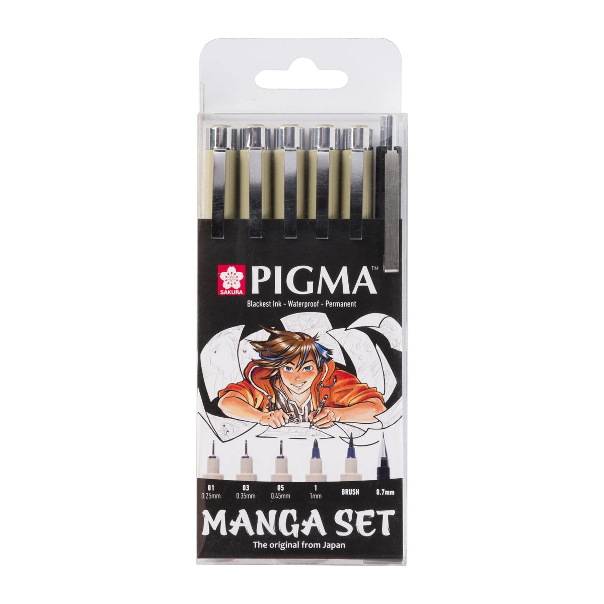 Set tehničnih peres Sakura Pigma Micron Manga - 6 delni set