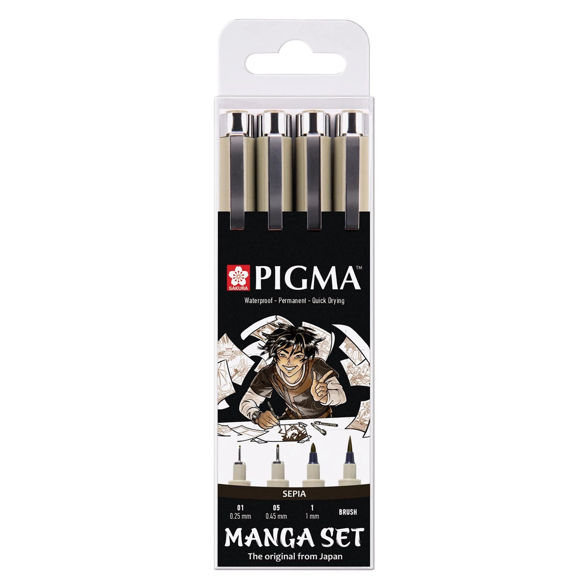Set tehničnih peres SAKURA Pigma Micron Manga Sepia - 4 delni set
