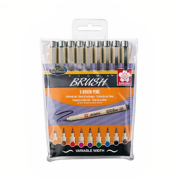 Set umetniških flumasterjev SAKURA Pigma Brush / 9 delni