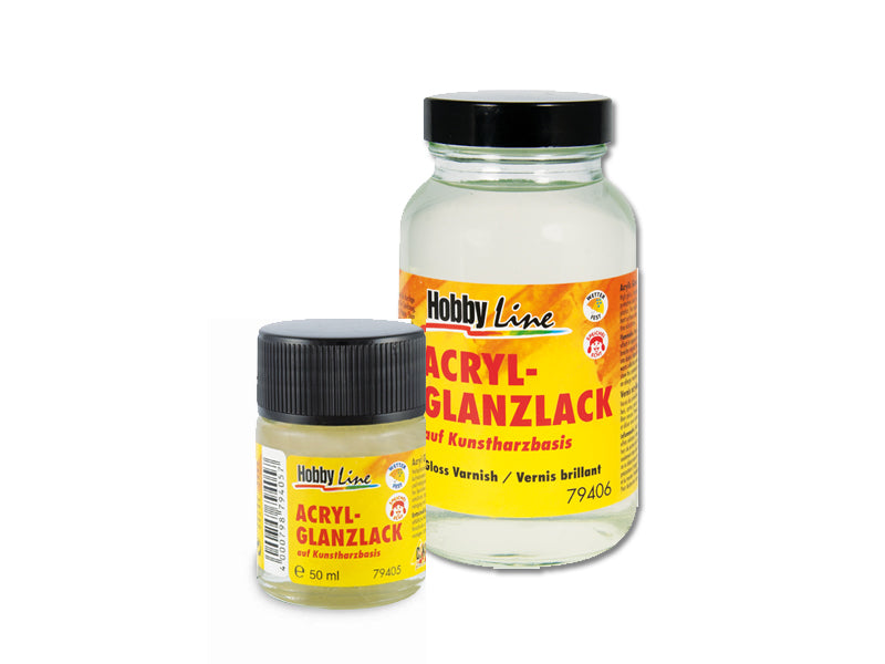 Sijajni akrilni lak 50 / 250 ml na bazi sintetične smole Hobby Line | različni volumni – pogled 3