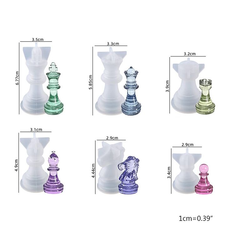 Silikonski kalup za vlivanje - šahovske figure - 6-delni komplet – pogled 2