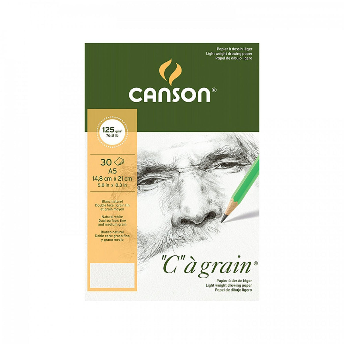 Skicirka CANSON C a grain 125 g/m² A5, 30 listov, spiralna vezava