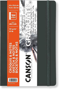 Skicirka Canson Graduate Art Book 90 g/m² 184 listov 14 x 21,6 cm mehka vezava Dark Grey