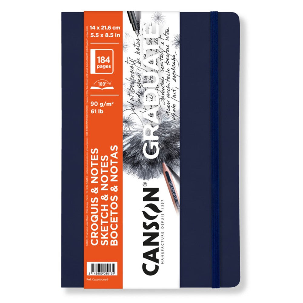 Skicirka Canson Graduate Art Book 90 g/m², 184 listov, 14 x 21,6 cm, mehka vezava, Dark Blue