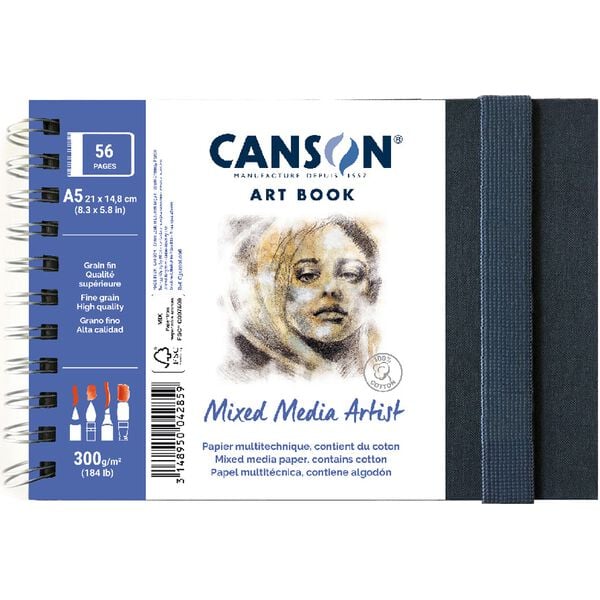 Skicirka CANSON Mix Media Art Book 300 g 56L 14 x 21 cm v trdi vezavi