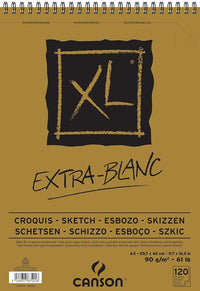 Skicirka CANSON XL Extra Blanc 90 g/m² 120 listov A3 s spiralno vezavo zgoraj
