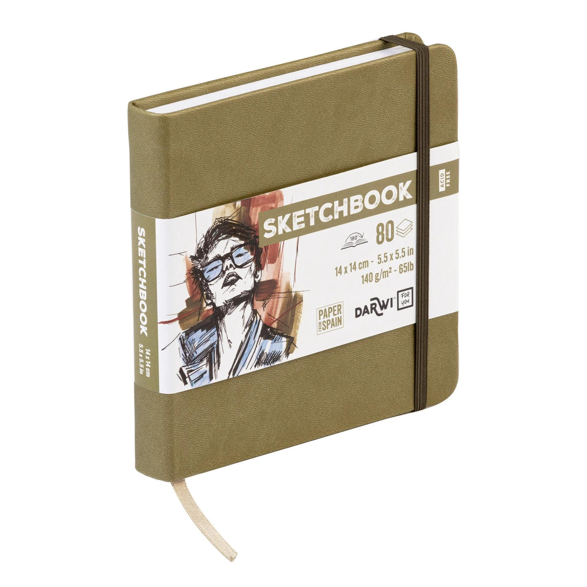 Skicirka DARWI Khaki 14 x 14 cm, 140 g, 80 listov