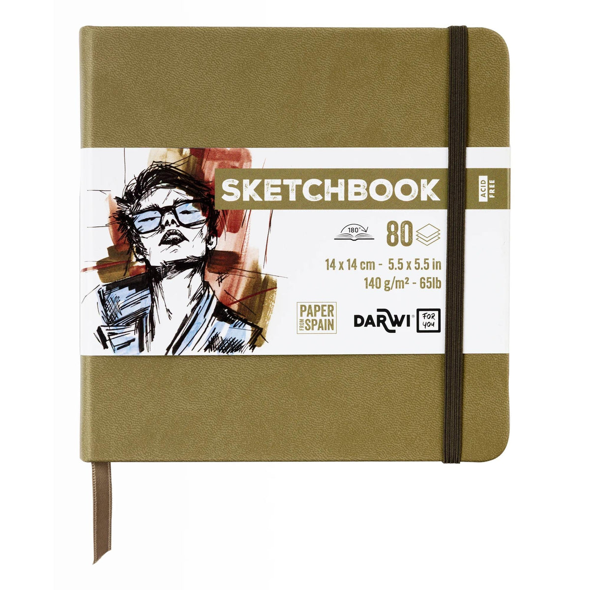 Skicirka DARWI Khaki 14 x 14 cm, 140 g, 80 listov