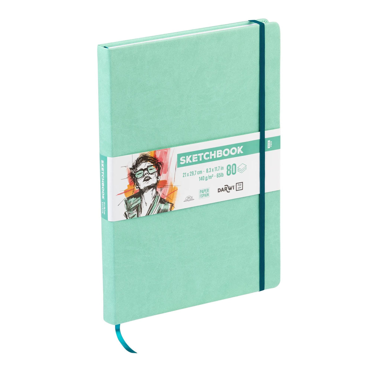 Skicirka DARWI Mint Green A4 140 g/m² - 80 listov