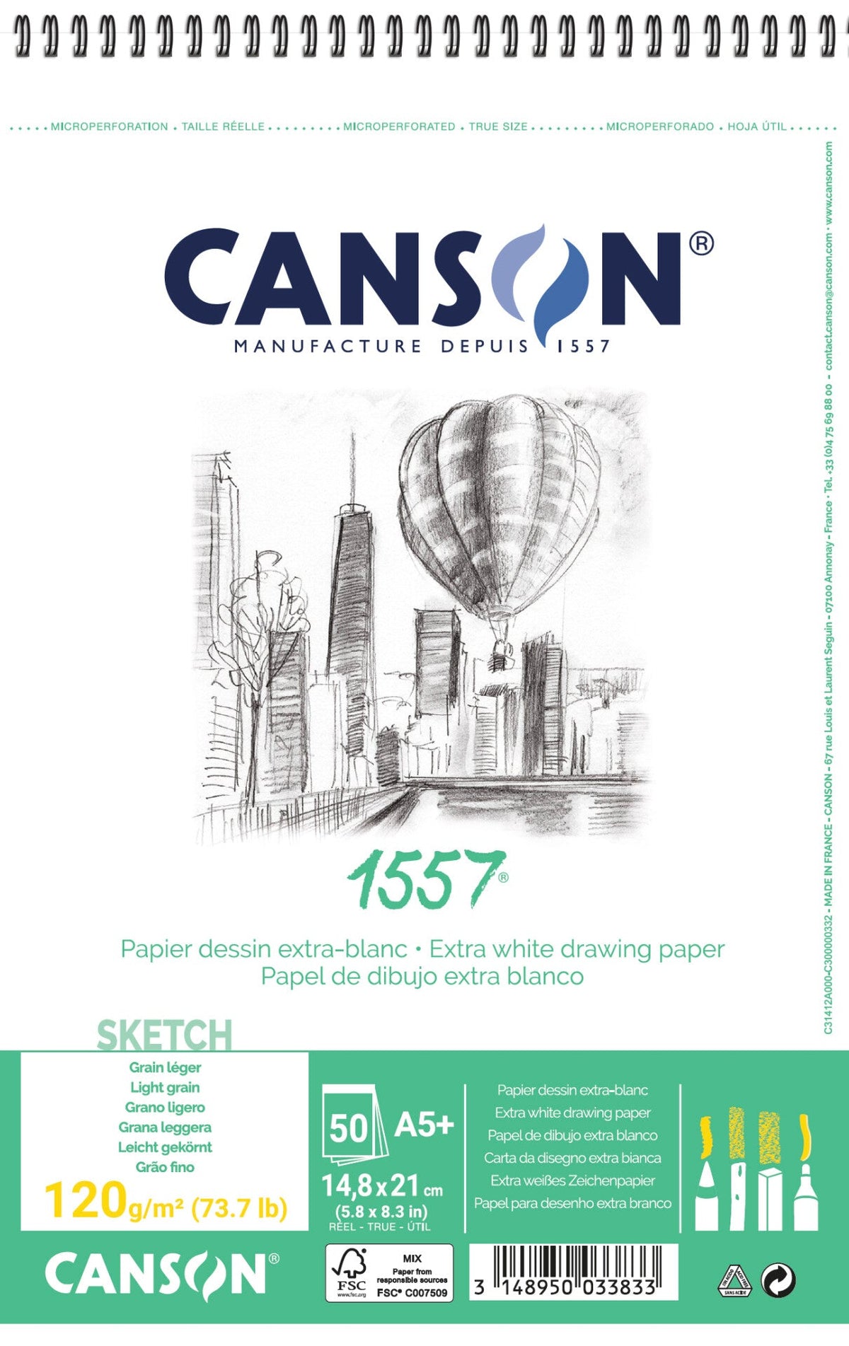 Skicirni blok CANSON 1557 - 120 g, 50 listov