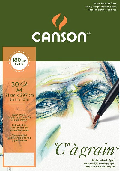 Skicirni blok CANSON C a grain 180 g - 30 listov, A4, drobnozrnat lepljen
