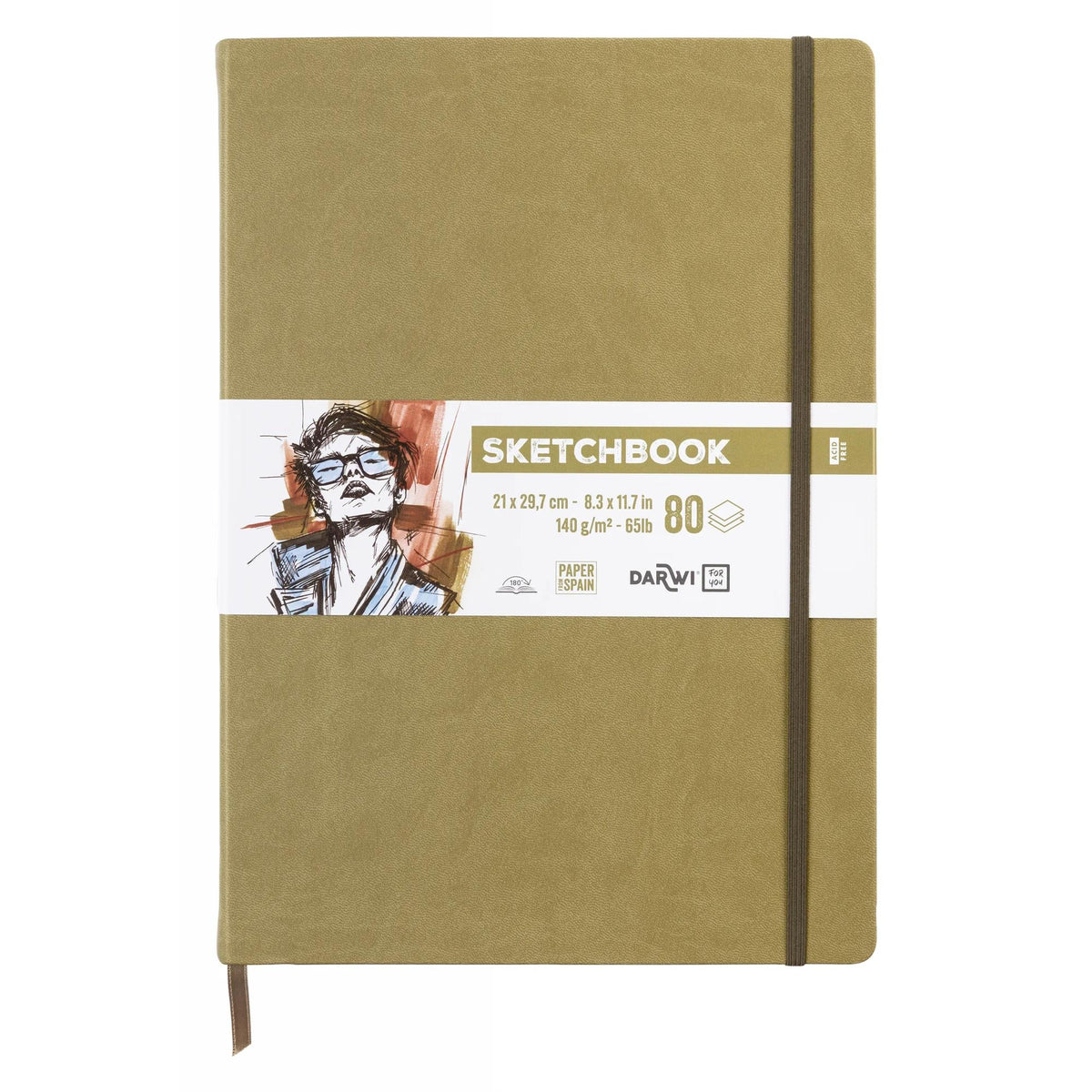 Skicirni blok DARWI Khaki A4, 140 g/m², 80 listov