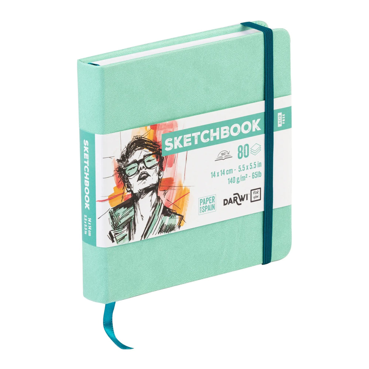 Skicirni blok DARWI Mint Green 14 x 14 cm, 140 g, 80 listov
