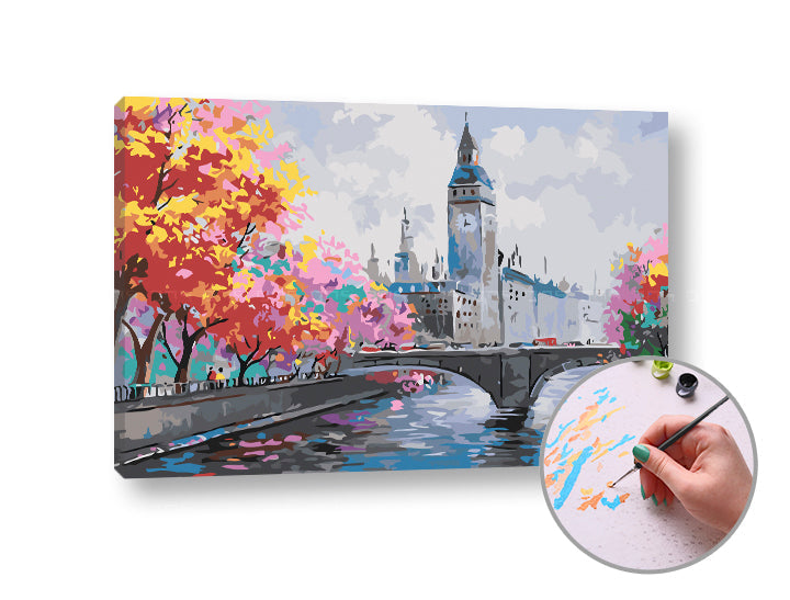 Slikanje po številkah AUTUMN IN LONDON | srednja težavnost – pogled 3
