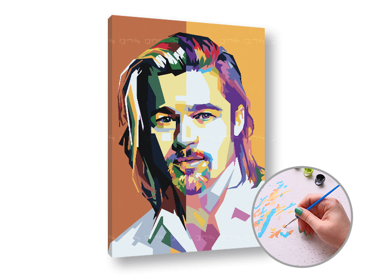 Slikanje po številkah BRAD PITT | nizka težavnost – pogled 3