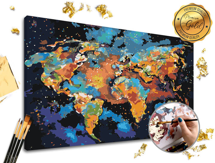 Slikanje po številkah PREMIUM GOLD - Barvit svet – pogled 2