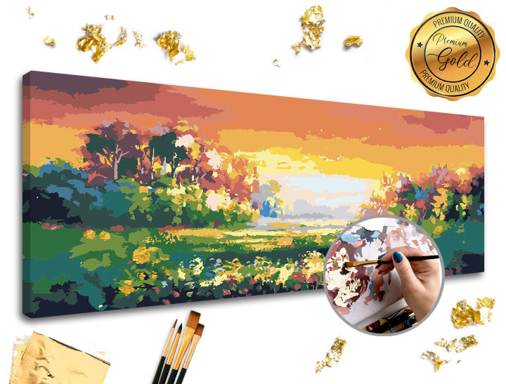 Slikanje po številkah PREMIUM GOLD - Pastelna pokrajina – pogled 2