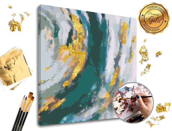 Slikanje po številkah PREMIUM GOLD - Turkizna domišljija – pogled 2